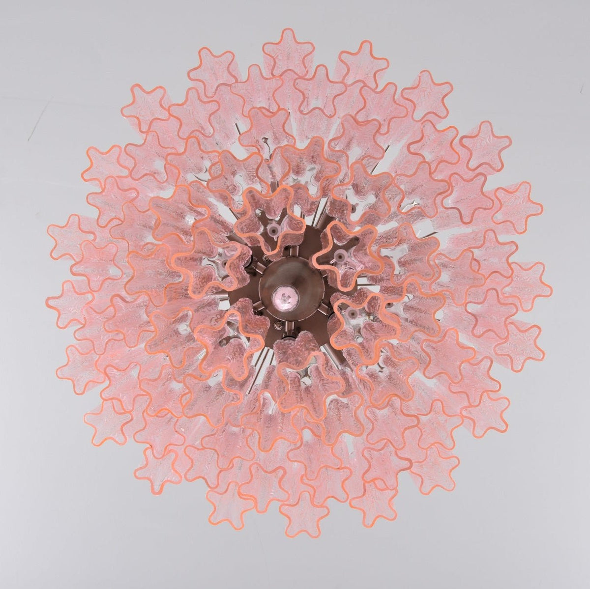 Lucente Rosa Chandelier – Handcrafted Pink Glass Multi-Tier Pendant Light