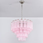 Lucente Rosa Chandelier – Handcrafted Pink Glass Multi-Tier Pendant Light