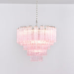Lucente Rosa Chandelier – Handcrafted Pink Glass Multi-Tier Pendant Light