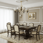 Lucerna Royale Chandelier – Brass & Walnut Wood Modern Chandelier for Dining Room and Foyer