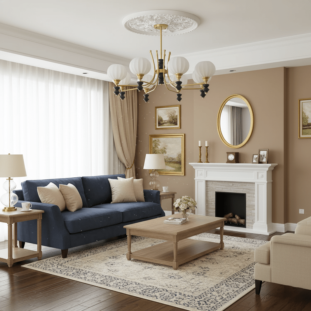 Lucerna Royale Chandelier – Brass & Walnut Wood Modern Chandelier for Dining Room and Foyer
