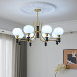 Lucerna Royale Chandelier – Brass & Walnut Wood Modern Chandelier for Dining Room and Foyer