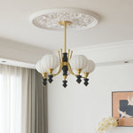 Lucerna Royale Chandelier – Brass & Walnut Wood Modern Chandelier for Dining Room and Foyer