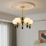 Lucerna Royale Chandelier – Brass & Walnut Wood Modern Chandelier for Dining Room and Foyer