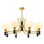 Lucerna Royale Chandelier – Brass & Walnut Wood Modern Chandelier for Dining Room and Foyer