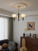 Lucerna Royale Chandelier – Brass & Walnut Wood Modern Chandelier for Dining Room and Foyer