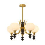 Lucerna Royale Chandelier – Brass & Walnut Wood Modern Chandelier for Dining Room and Foyer