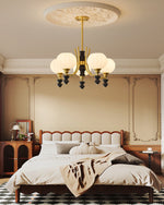 Lucerna Royale Chandelier – Brass & Walnut Wood Modern Chandelier for Dining Room and Foyer