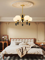 Lucerna Royale Chandelier – Brass & Walnut Wood Modern Chandelier for Dining Room and Foyer