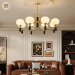 Lucerna Royale Chandelier – Brass & Walnut Wood Modern Chandelier for Dining Room and Foyer