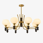 Lucerna Royale Chandelier – Brass & Walnut Wood Modern Chandelier for Dining Room and Foyer