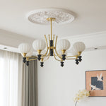 Lucerna Royale Chandelier – Brass & Walnut Wood Modern Chandelier for Dining Room and Foyer