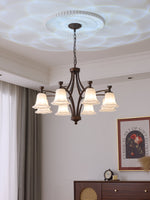 Lucian Bell Chandelier — Bronze & Glass Pendant Light for Dining Room