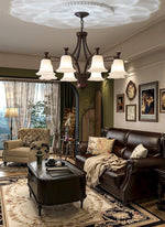 Lucian Bell Chandelier — Bronze & Glass Pendant Light for Dining Room