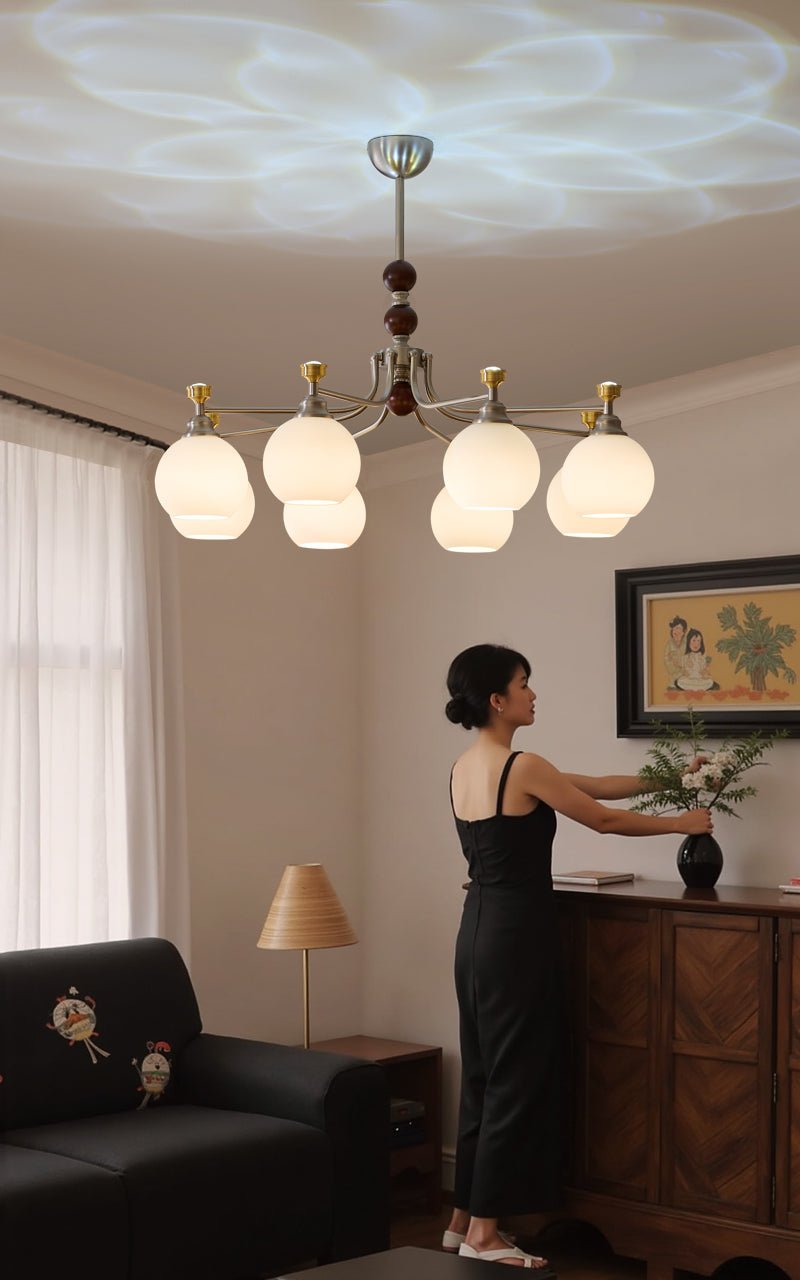 Lucienne Orb Chandelier – Modern Glass & Gold Pendant Light