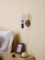 Lucille Hexagonal Glass Wall Sconce with Wood and Metal Accents