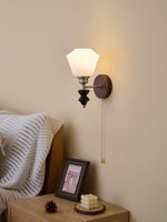 Lucille Hexagonal Glass Wall Sconce with Wood and Metal Accents