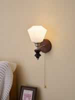 Lucille Hexagonal Glass Wall Sconce with Wood and Metal Accents