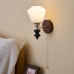 Lucille Hexagonal Glass Wall Sconce with Wood and Metal Accents