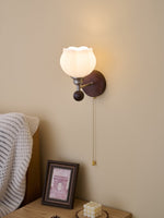 Lucille Hexagonal Glass Wall Sconce with Wood and Metal Accents