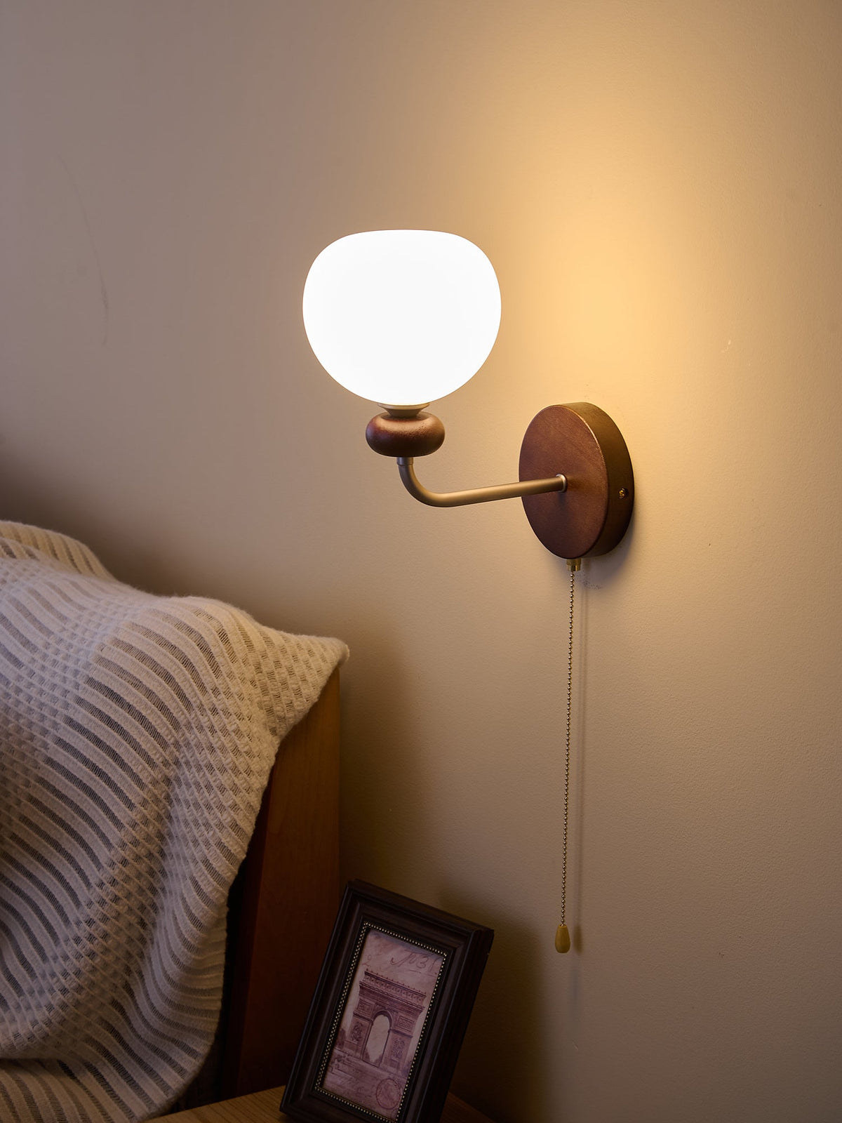 Lucille Hexagonal Glass Wall Sconce with Wood and Metal Accents