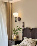Lucille Hexagonal Glass Wall Sconce with Wood and Metal Accents