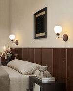 Lucille Hexagonal Glass Wall Sconce with Wood and Metal Accents