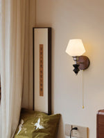 Lucille Hexagonal Glass Wall Sconce with Wood and Metal Accents