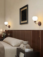 Lucille Hexagonal Glass Wall Sconce with Wood and Metal Accents