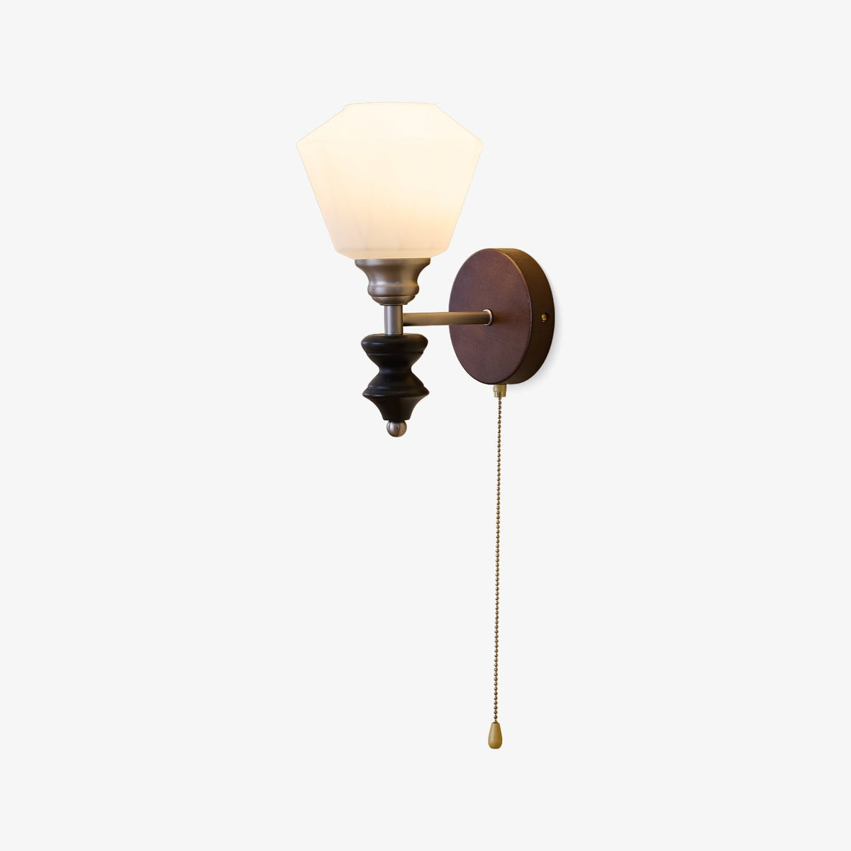 Lucille Hexagonal Glass Wall Sconce with Wood and Metal Accents