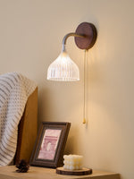Lucina Wall Sconce in Walnut and Fluted Glass for Modern Interiors