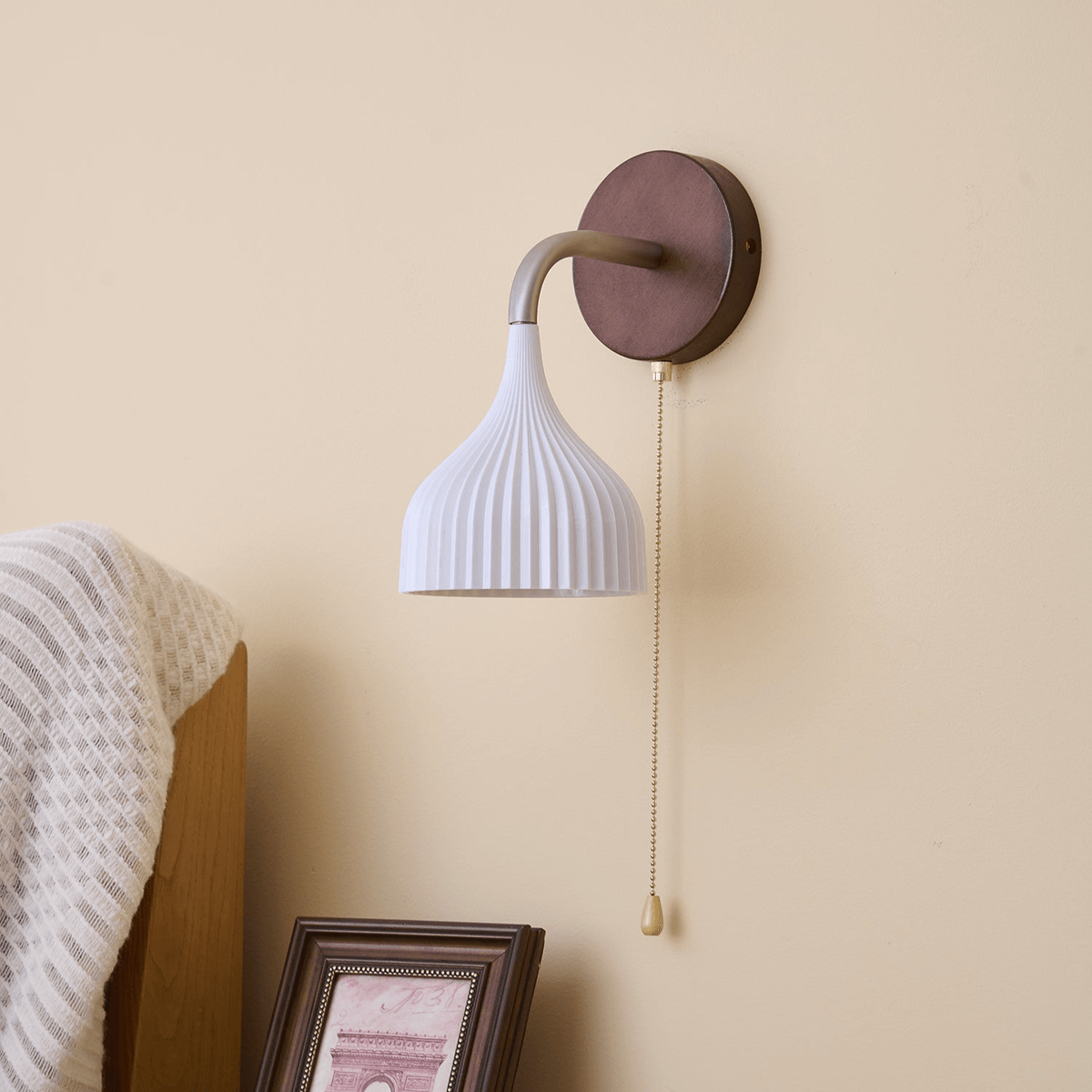 Lucina Wall Sconce in Walnut and Fluted Glass for Modern Interiors