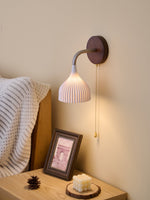 Lucina Wall Sconce in Walnut and Fluted Glass for Modern Interiors