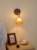 Lucina Wall Sconce in Walnut and Fluted Glass for Modern Interiors