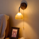 Lucina Wall Sconce in Walnut and Fluted Glass for Modern Interiors