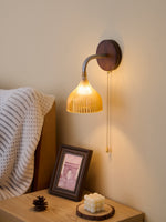 Lucina Wall Sconce in Walnut and Fluted Glass for Modern Interiors