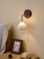 Lucina Wall Sconce in Walnut and Fluted Glass for Modern Interiors