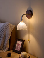 Lucina Wall Sconce in Walnut and Fluted Glass for Modern Interiors