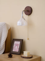 Lucina Wall Sconce in Walnut and Fluted Glass for Modern Interiors