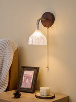 Lucina Wall Sconce in Walnut and Fluted Glass for Modern Interiors