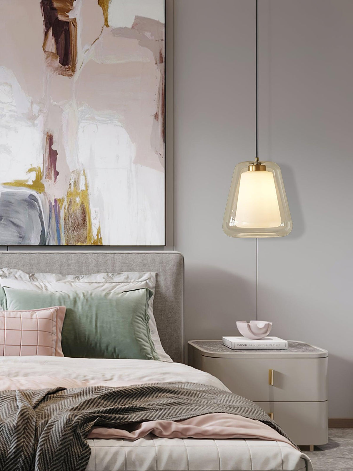 Lucinda Glass Pendant Light in Gold Finish for Modern Interiors