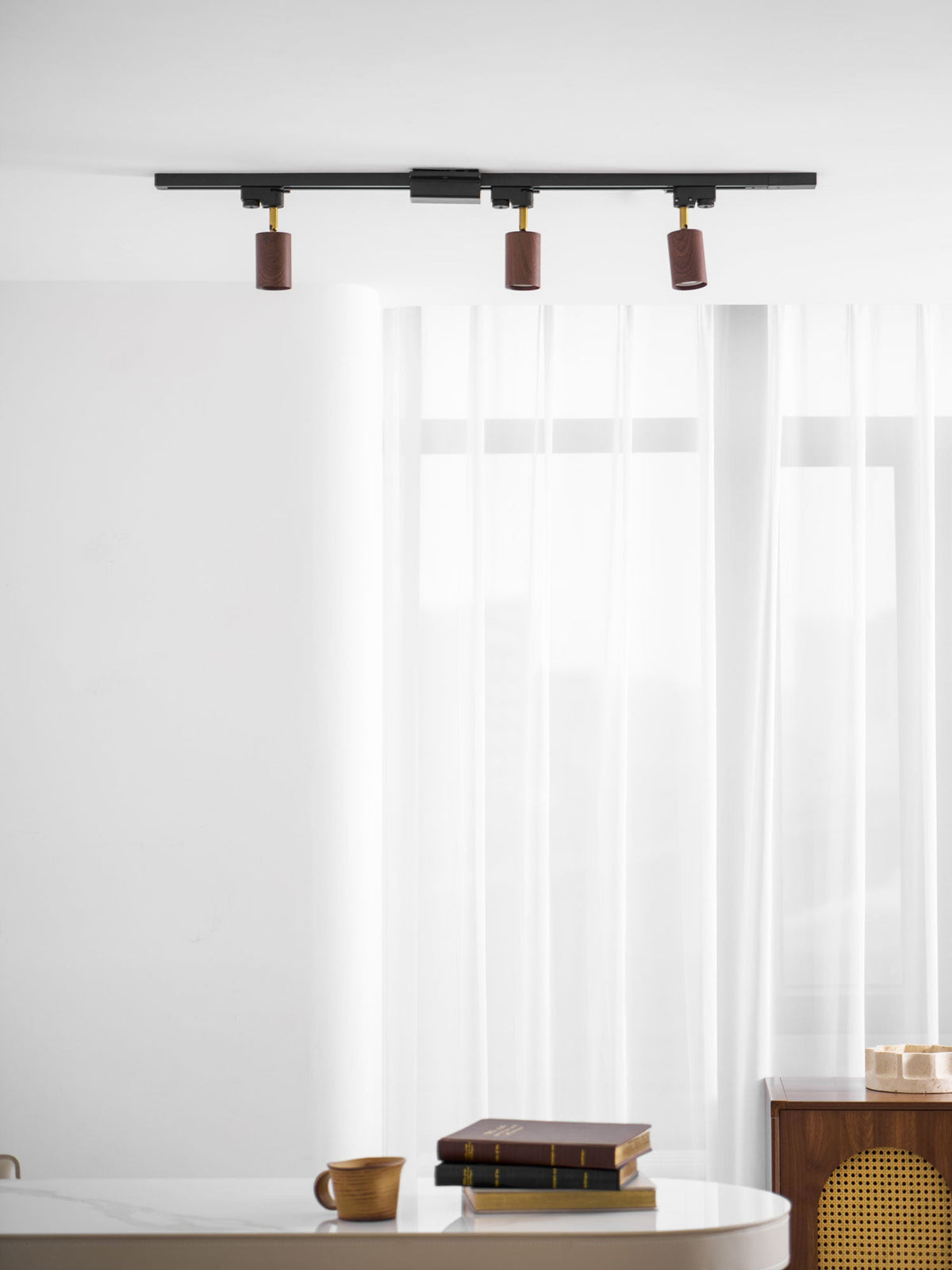 Luma Flex Adjustable LED Track Lighting with Walnut Wood Grain Finish