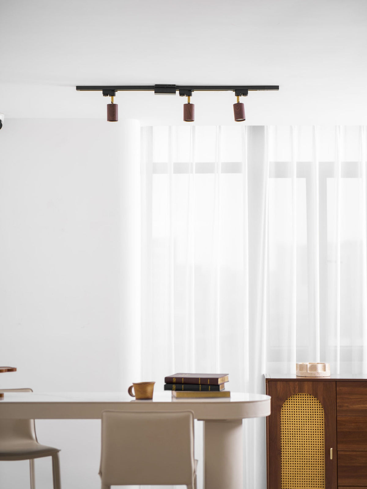 Luma Flex Adjustable LED Track Lighting with Walnut Wood Grain Finish