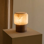 Luma Core Alabaster Table Lamp – Modern Wood & LED Desk Light