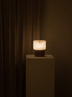 Luma Core Alabaster Table Lamp – Modern Wood & LED Desk Light