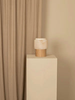Luma Core Alabaster Table Lamp – Modern Wood & LED Desk Light
