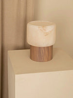 Luma Core Alabaster Table Lamp – Modern Wood & LED Desk Light