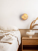 Luma Stone Wall Sconce in Yellow Travertine | Sculptural LED Wall Light