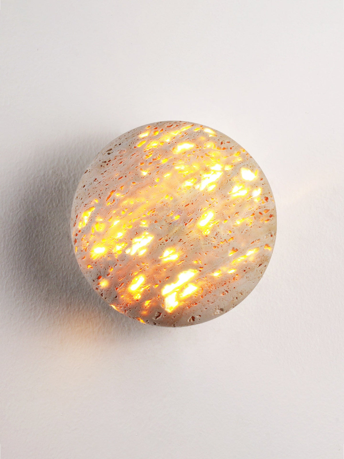 Luma Stone Wall Sconce in Yellow Travertine | Sculptural LED Wall Light
