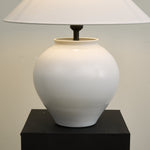 Luma Ceramic Table Lamp with Linen Shade for Bedroom and Living Room